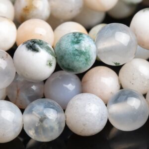 Genuine Natural Moss Agate Gemstone Beads 4MM Green & White Round A Quality Loose Beads (101224)