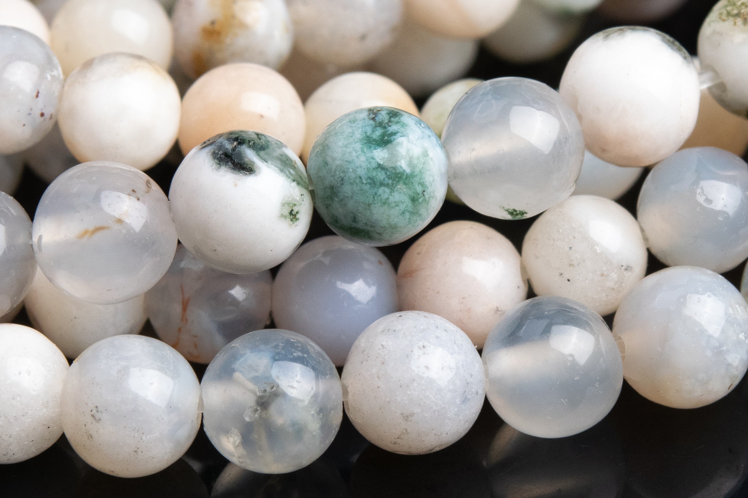 Genuine Natural Moss Agate Gemstone Beads 4mm Green & White Round A Quality Loose Beads (101224) Genuine Natural Moss Agate Gemstone Beads 4mm Green & White Round A Quality Loose Beads (101224)
