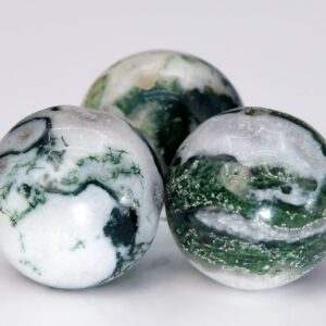 Genuine Natural Moss Agate Gemstone Beads 10MM Green & White Round A Quality Loose Beads (101269)