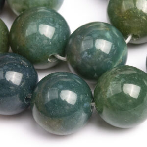Genuine Natural Moss Agate Gemstone Beads 10MM Botanical Round AAA Quality Loose Beads (101196)