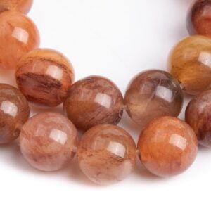 Genuine Natural Red Orange Moss Agate Gemstone Beads 6MM Round AAA Quality Loose Beads (116985)