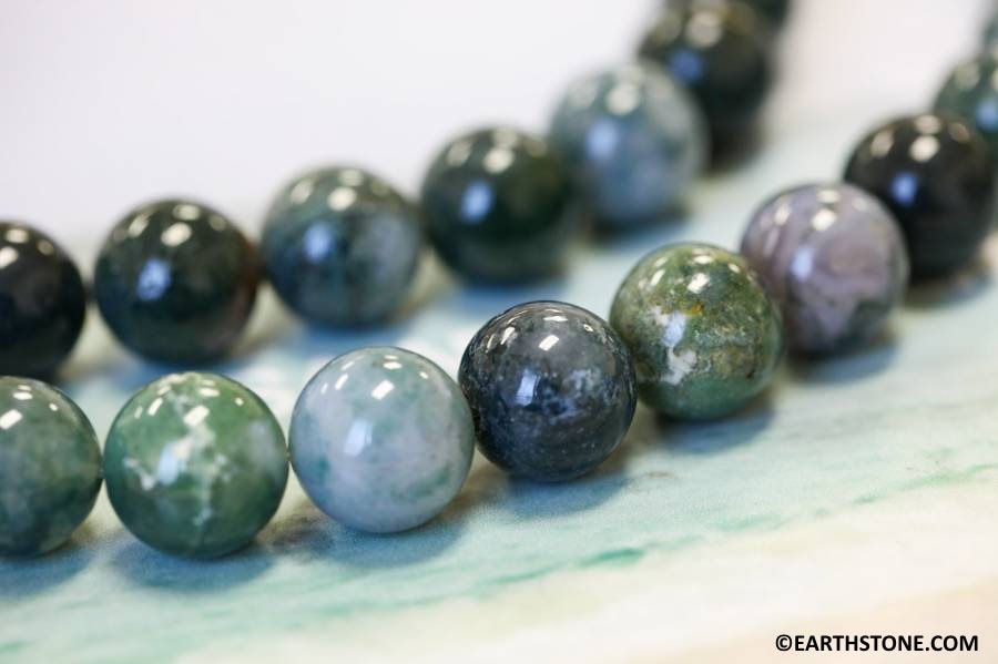 L/ Moss Agate 16mm Round Beads 16" Strand Natural Agate Gemstone Beads For Jewelry Making