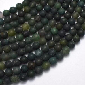 Matte Moss Agate Beads, 6mm (6.5mm), Round Beads , 15.5 Inch, Full strand, Approx. 61 beads, Hole 1mm (323054011)