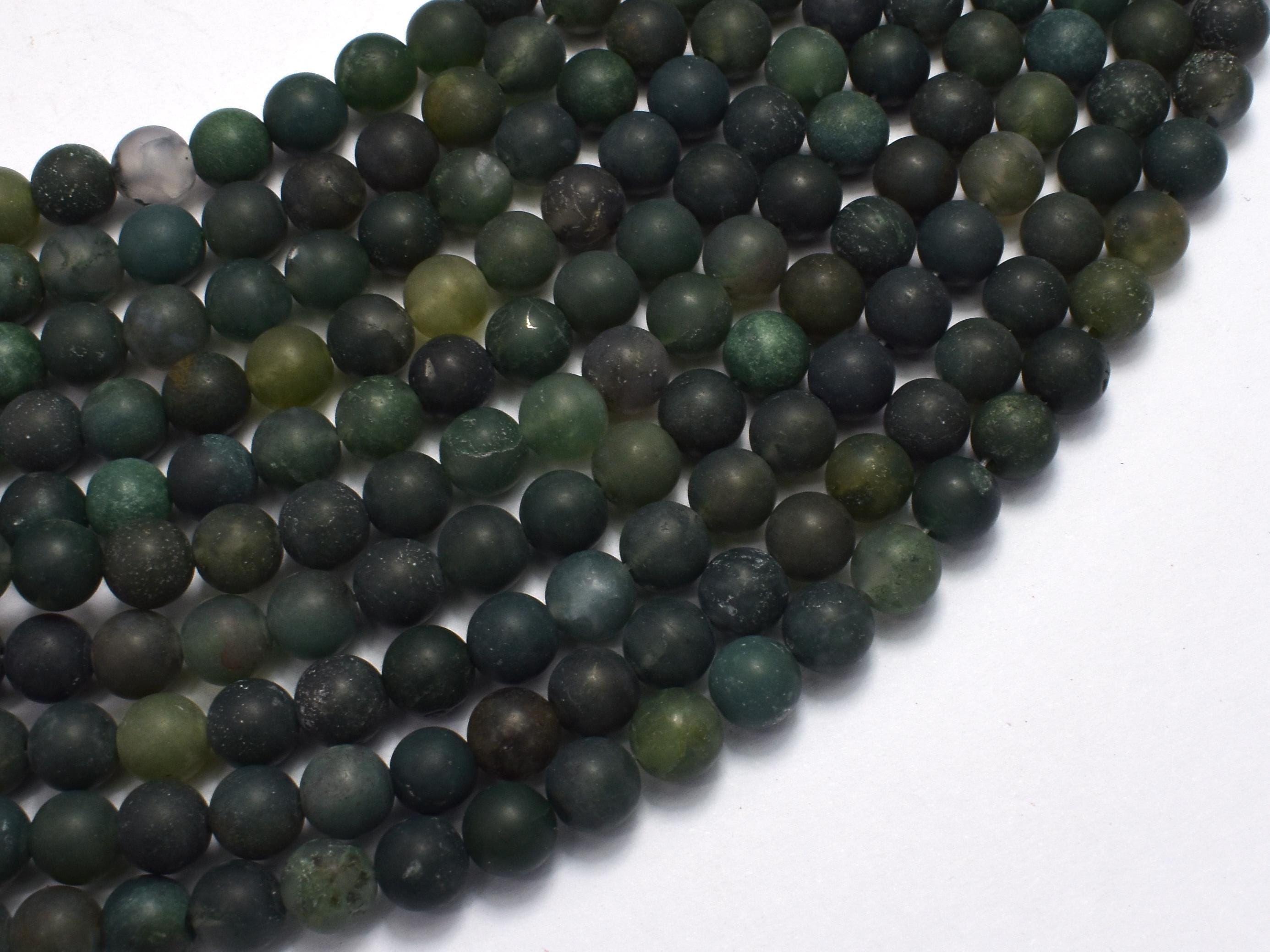 Matte Moss Agate Beads, 6mm (6.5mm), Round Beads , 15.5 Inch, Full Strand, Approx. 61 Beads, Hole 1mm (323054011)