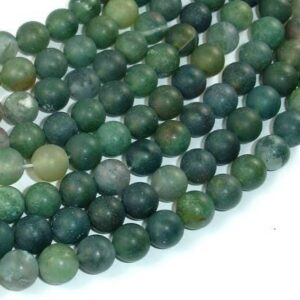Matte Moss Agate Beads, 8mm(8.5mm), Round Beads , 15.5 Inch, Full strand, Approx. 48 beads, Hole 1mm (323054012)