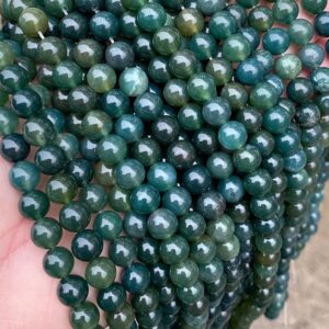 Natural Aaaaa Moss Agate Round Beads,4mm 6mm 8mm 10mm 12mm Moss Agate Loose Beads Wholesale Supply,one Strand 15"