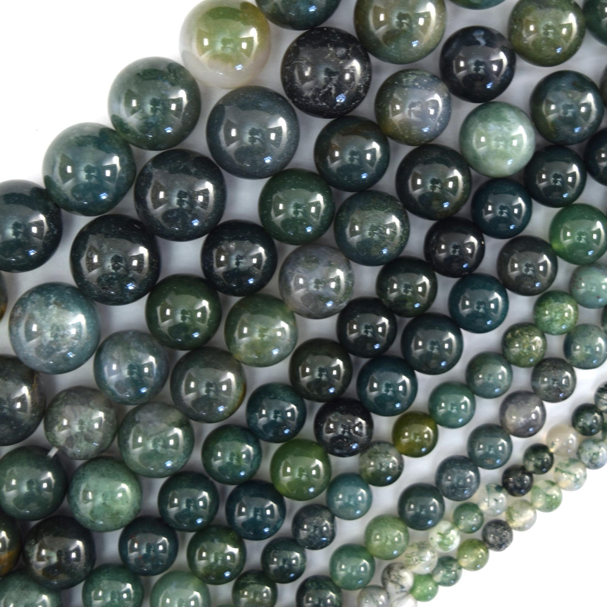 Natural Green Moss Agate Round Beads Gemstone 15" Strand 4mm 6mm 8mm 10mm 12mm Natural Green Moss Agate Round Beads Gemstone 15" Strand 4mm 6mm 8mm 10mm 12mm