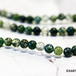 S/ Moss Agate 6mm Round beads 16" strand Natural agate gemstone beads for jewelry making