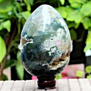 215MM Druzy Green Moss Agate Egg: Healing Chakra Stone, Home Decorative Piece 215MM Druzy Green Moss Agate Egg: Healing Chakra Stone, Home Decorative Piece