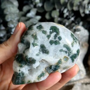 3” Moss Agate Crystal Skull Carving 3” Moss Agate Crystal Skull Carving