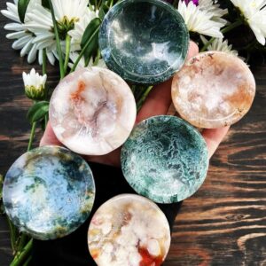 Moss Agate Bowl, Flower Agate Bowl, Qty. 1 Small Bowl