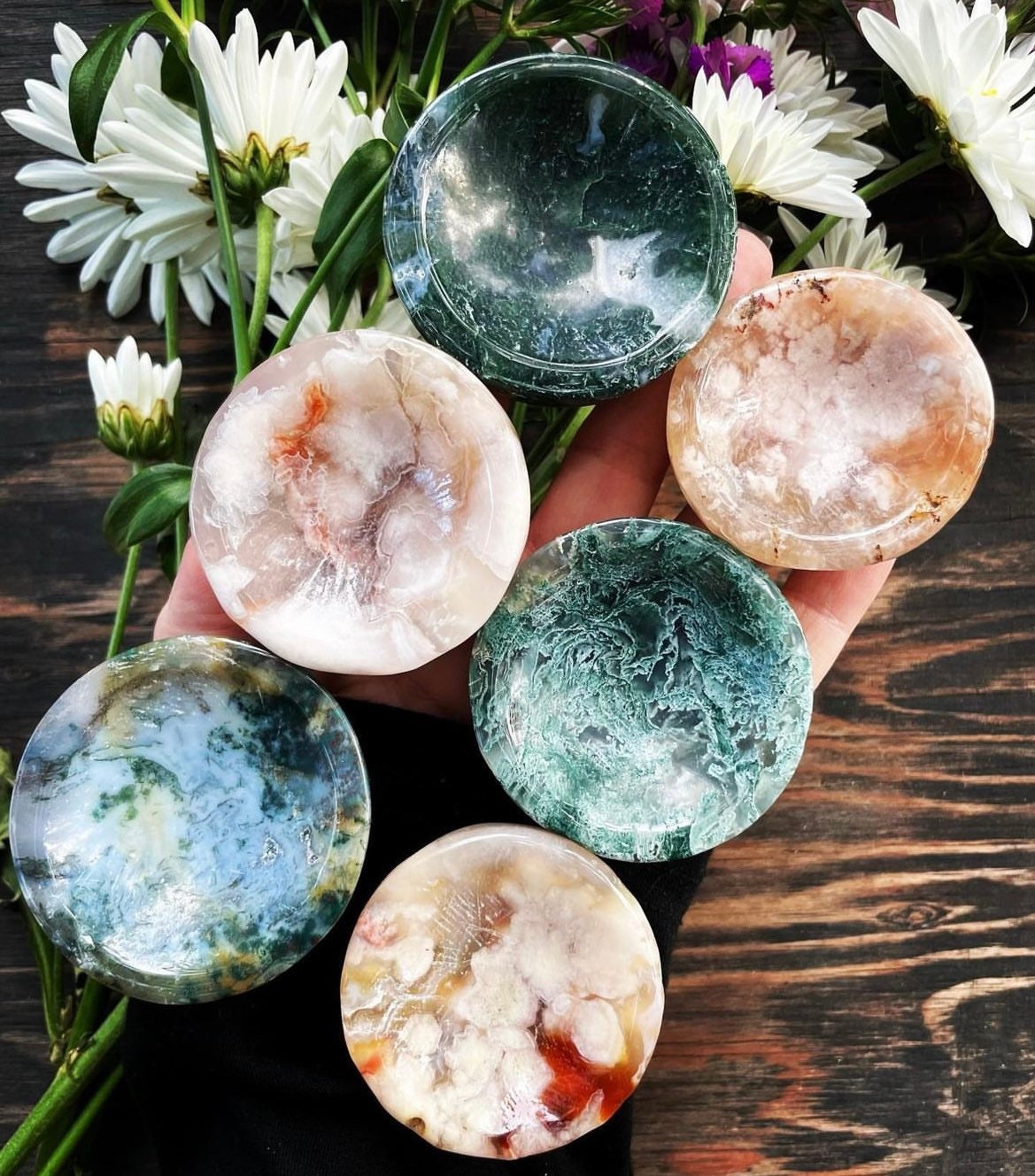 Moss Agate Bowl, Flower Agate Bowl, Qty. 1 Small Bowl
