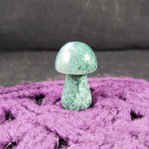 Moss Agate Carved Mushroom Funky Stones Green Crystal Carving Trippy Mushie Shroom fungi fungus garden decor