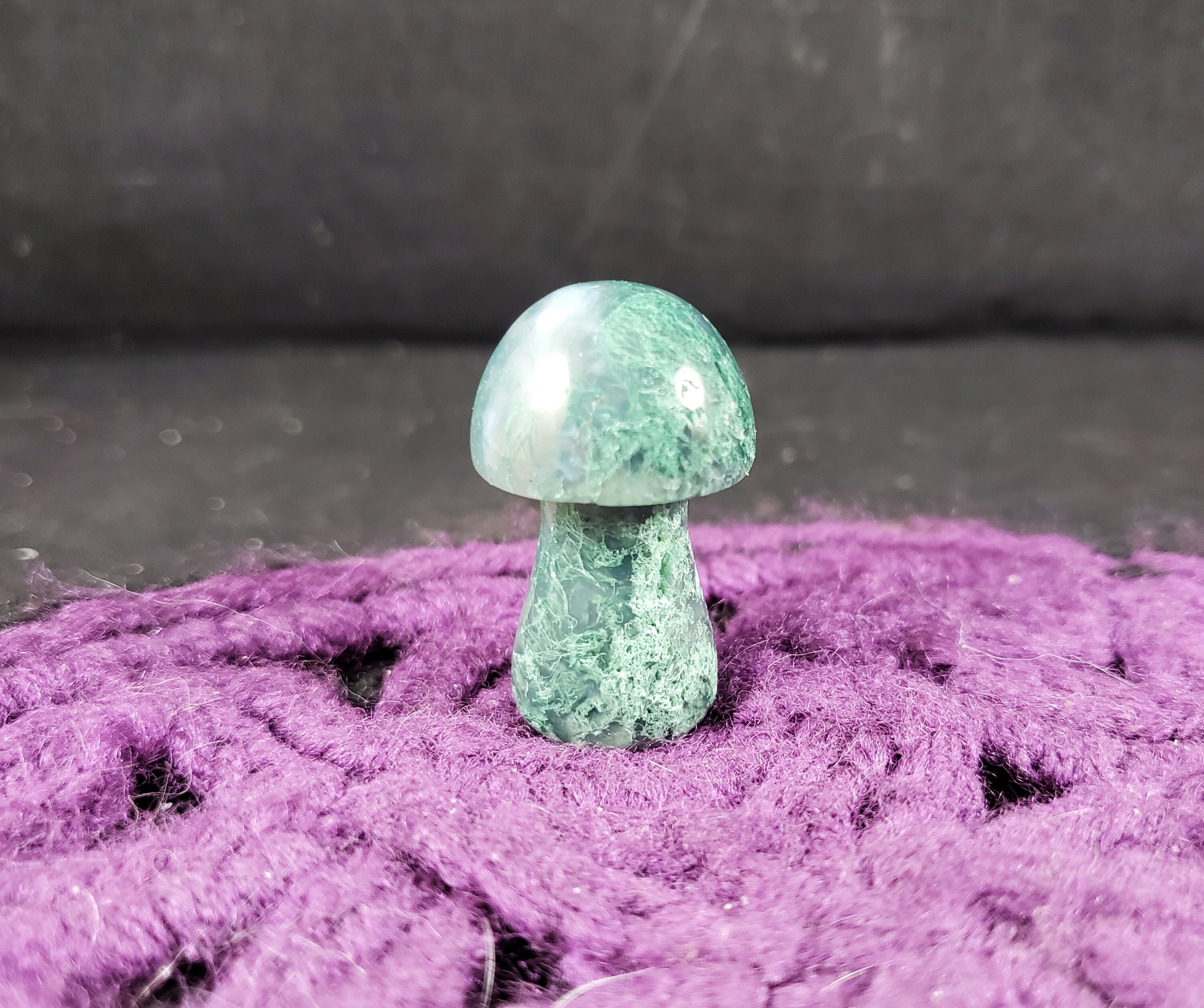 Moss Agate Carved Mushroom Funky Stones Green Crystal Carving Trippy Mushie Shroom Fungi Fungus Garden Decor