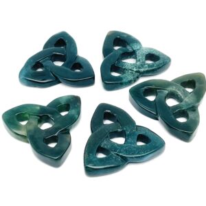 Moss Agate Celtic Knot Carved Stone - Trinity Crystals Gemstone - Making Jewelry - Healing Crystals - CK1008
