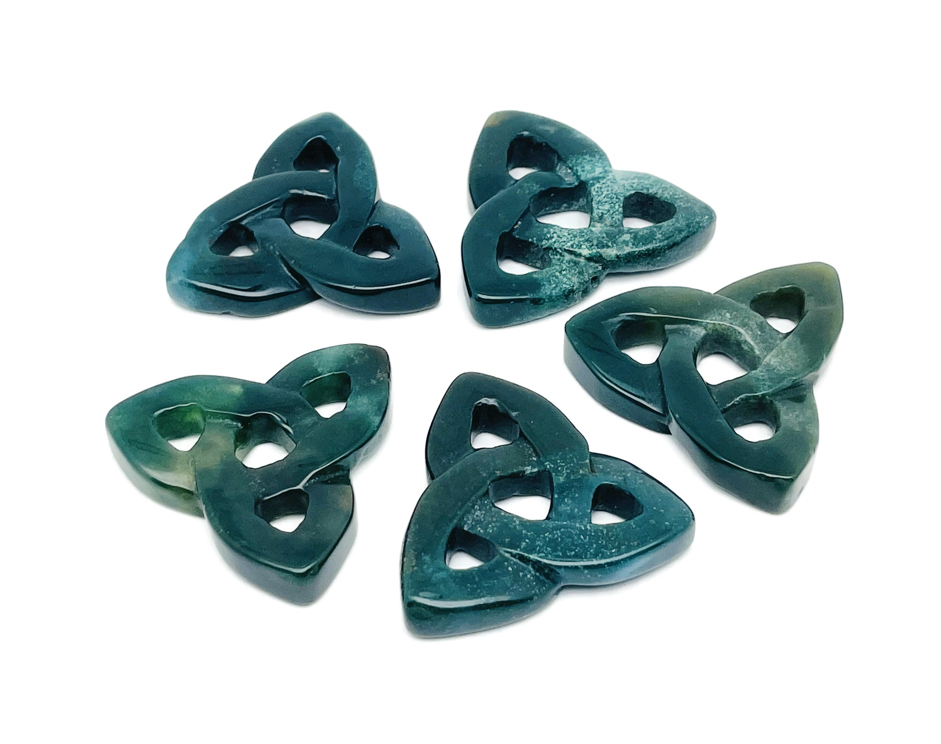 Moss Agate Celtic Knot Carved Stone - Trinity Crystals Gemstone - Making Jewelry - Healing Crystals - Ck1008 Moss Agate Celtic Knot Carved Stone - Trinity Crystals Gemstone - Making Jewelry - Healing Crystals - Ck1008