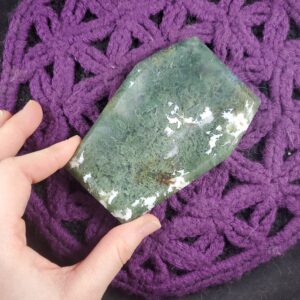 Moss Agate Coffin Dish Crystal Bowl Green Carved Stones Polished altar offering jewelry dish charging plate Halloween