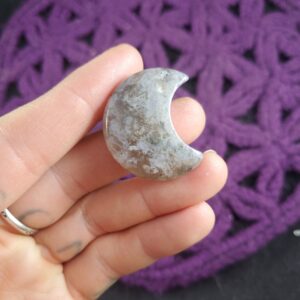 Moss Agate Crescent Mini Moon Carving Crystals Magick Stones Starseed polished carved moonchild Green