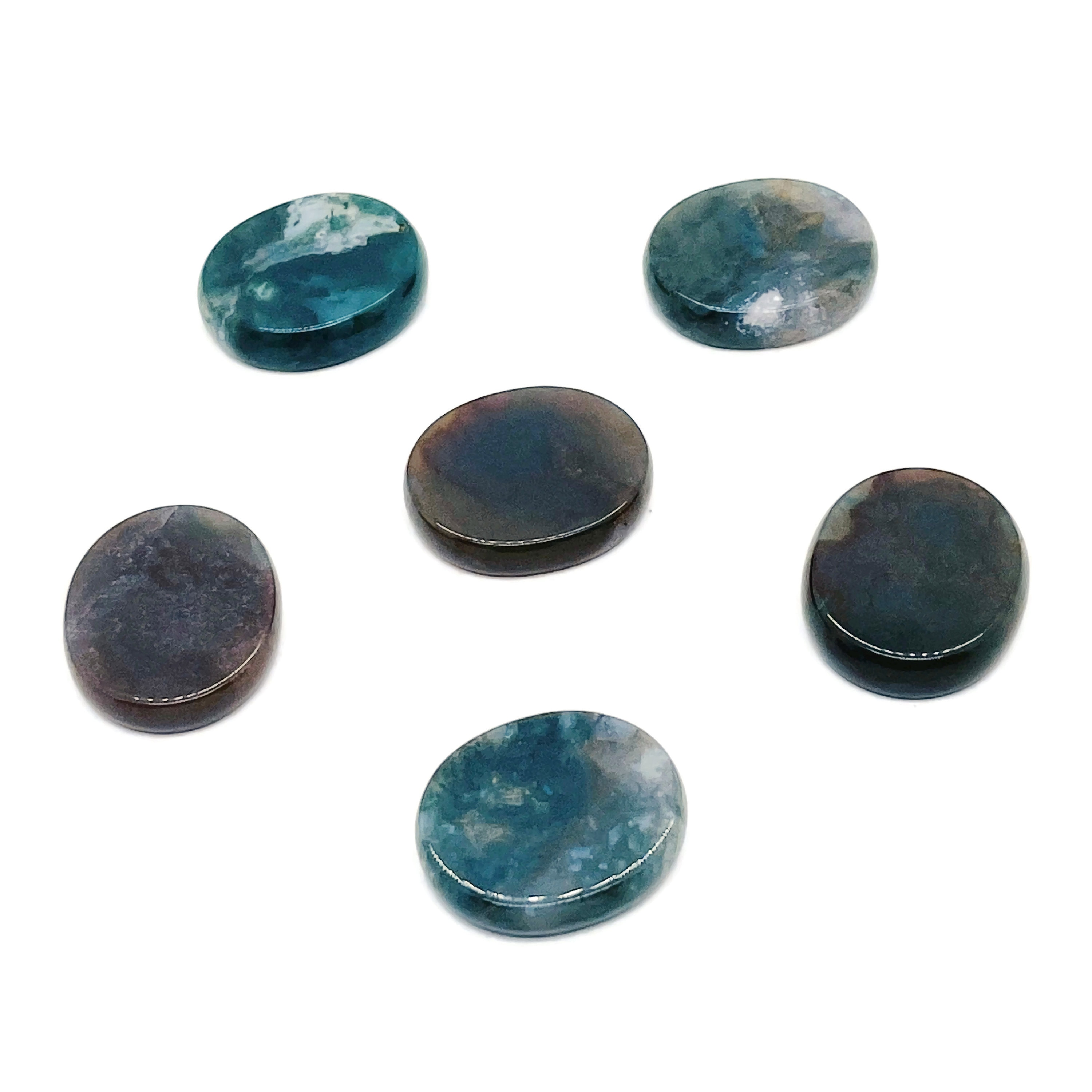 Moss Agate Flat Disk - Slab Natural Stone – Flat Stone - Worry Stone - Healing Crystals – 30x25x7 - Fl1056