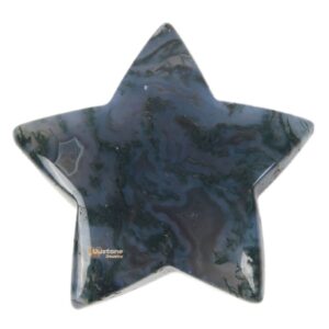 g6174.25 30mm Carved Moss Agate Gemstone Crystal Healing Star Stone DIY