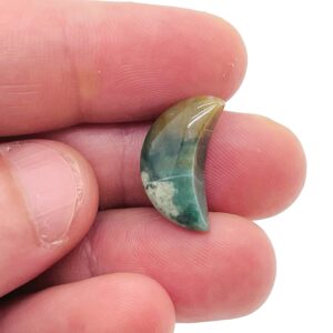 Moss Agate Gemstone Moon - Crystal Moon - Carved Moon - Healing Crystal - Mini Moon Crystal – 2cm – MO1014