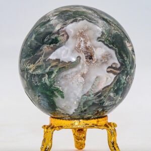 Green Moss Agate Sphere: Chakra Balancing Crystal, Reiki Energy Decor (55MM) Green Moss Agate Sphere: Chakra Balancing Crystal, Reiki Energy Decor (55MM)