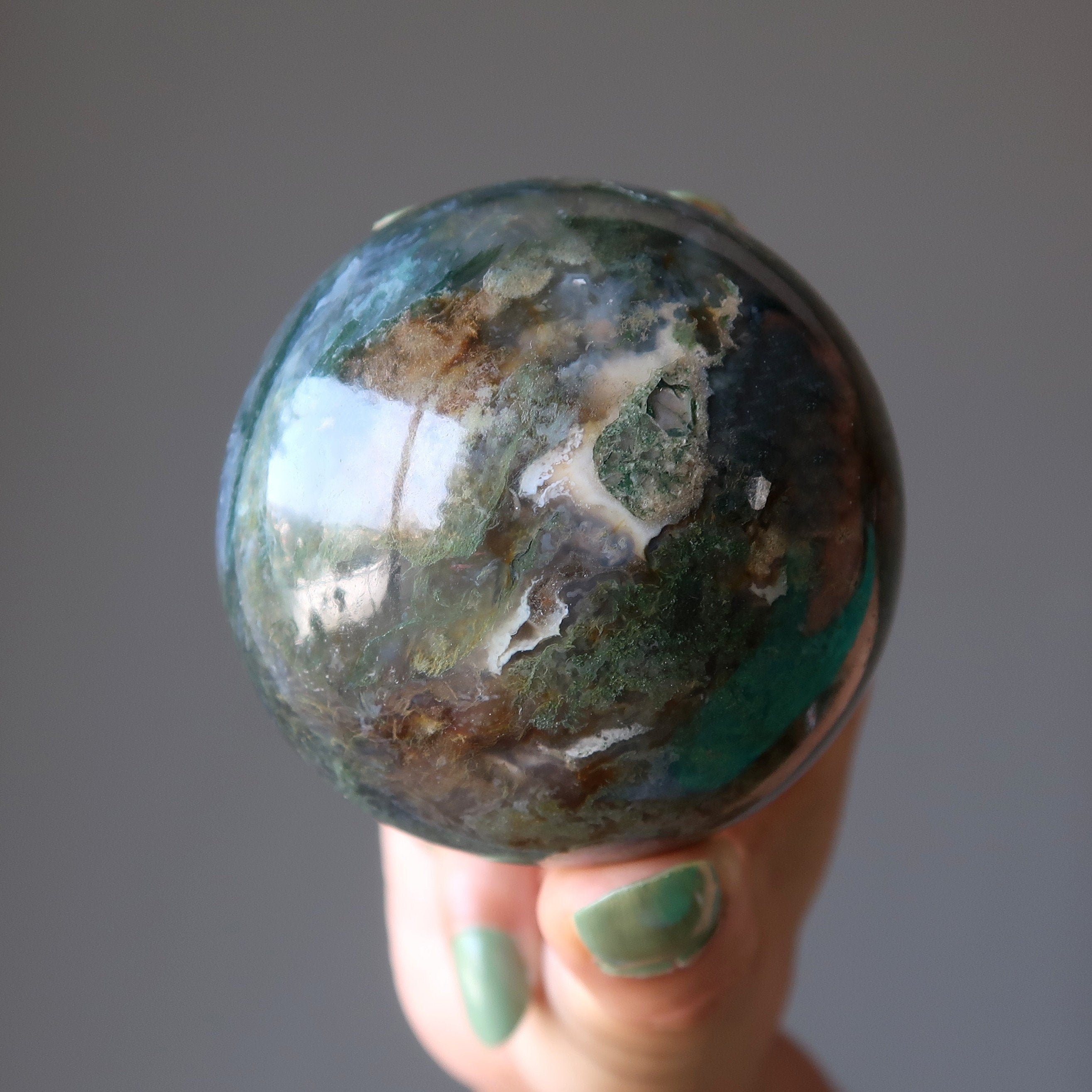 Green Moss Agate Sphere Abundant Crystal Ball