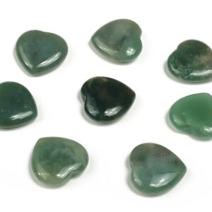 Moss Agate Heart Gemstone Flat – Heart Crystal - Healing Stones – Carving Heart - Natural stones - 20x20x6 - HE1077