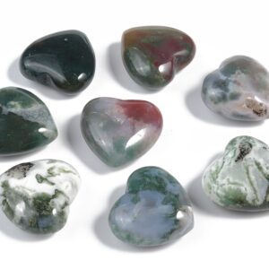 Moss Agate Heart Gemstone - Heart Moss Agate Gemstone –Natural Gemstone – Loose Moss Agate Heart Gemstone – 3cm - HE1176
