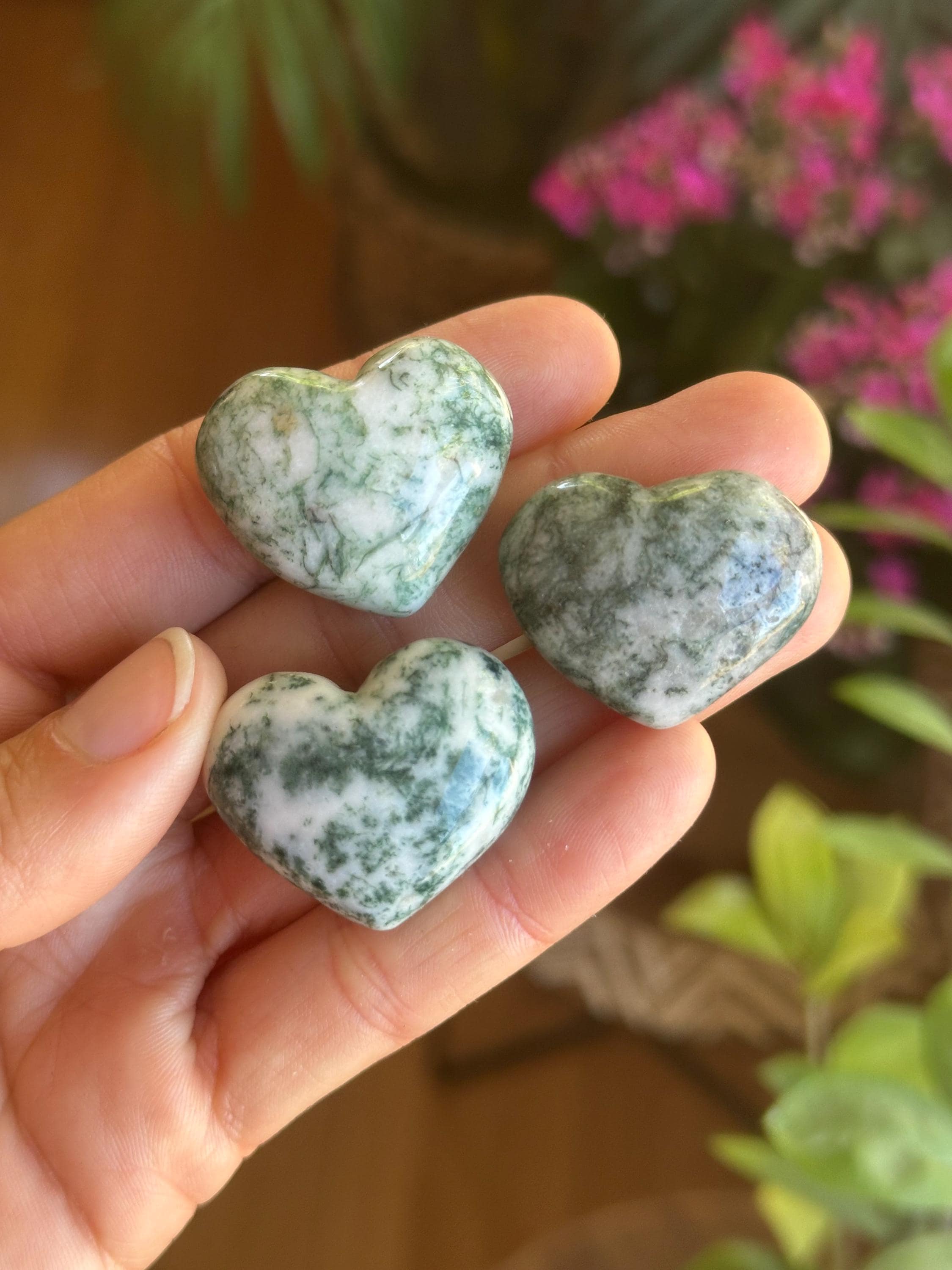 Moss Agate Heart, Healing Crystal Stone, Pocket Size Moss Agate Heart, Healing Crystal Stone, Pocket Size