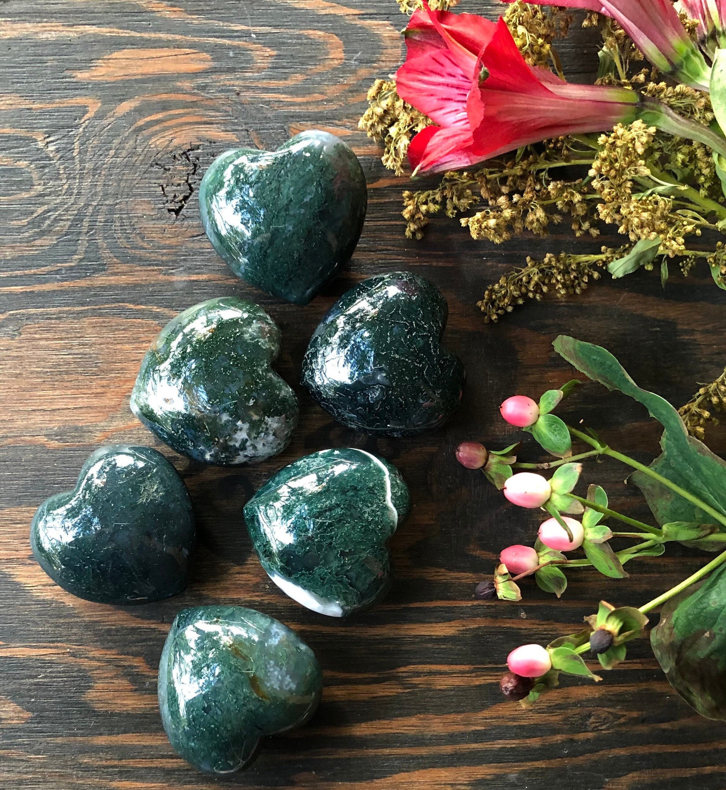 Moss Agate, Moss Agate Heart, Qty. 1