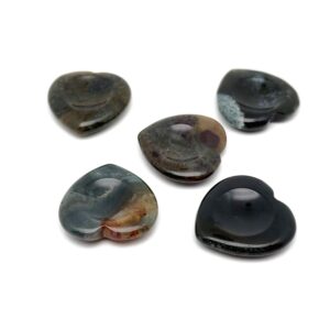 Moss Agate Heart Worry Stone – Crystal Worry Stone – Relaxing Heart Chakra - Travel Crystals - Stress Reducing - WO1012