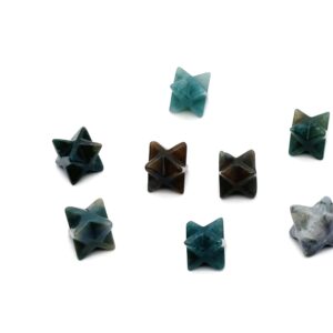 Moss Agate Merkaba Star Crystal Carving – Christmas Gift - Mini Merkaba Star Figurines - Crystal Reiki Healing - ME1021
