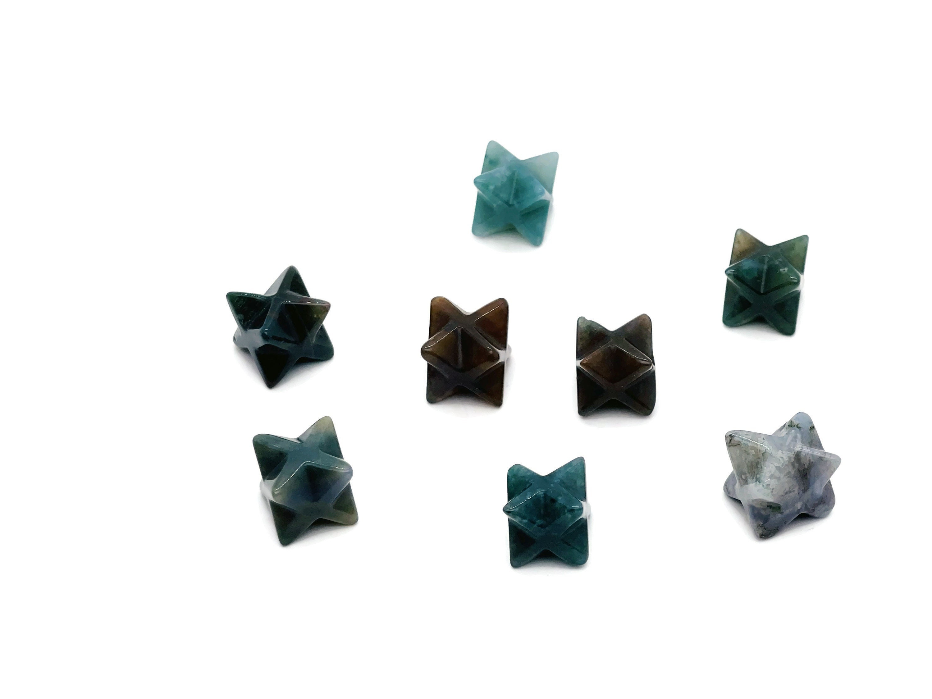 Moss Agate Merkaba Star Crystal Carving – Christmas Gift - Mini Merkaba Star Figurines - Crystal Reiki Healing - Me1021 Moss Agate Merkaba Star Crystal Carving – Christmas Gift - Mini Merkaba Star Figurines - Crystal Reiki Healing - Me1021