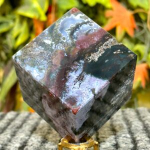 Natural 70MM Moss Agate Cube: Crystal Healing Stone, Metaphysical Decor Gift