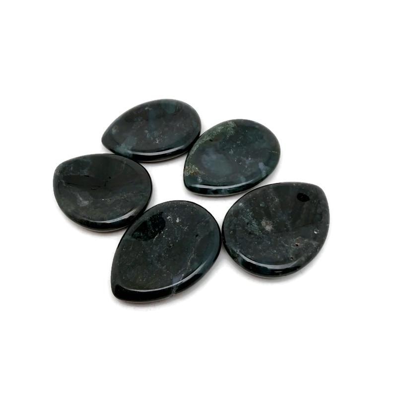 Moss Agate Natural Worry Stone - Teardrop Shaped Natural Gemstone - Relaxing – 45mm - Wo1092