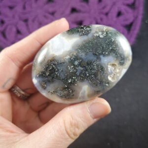 Moss Agate Palmstone Polished Healing Stones Gallet Crystal Palm Stone India