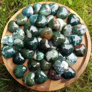 Puffy Moss Agate Heart 30mm