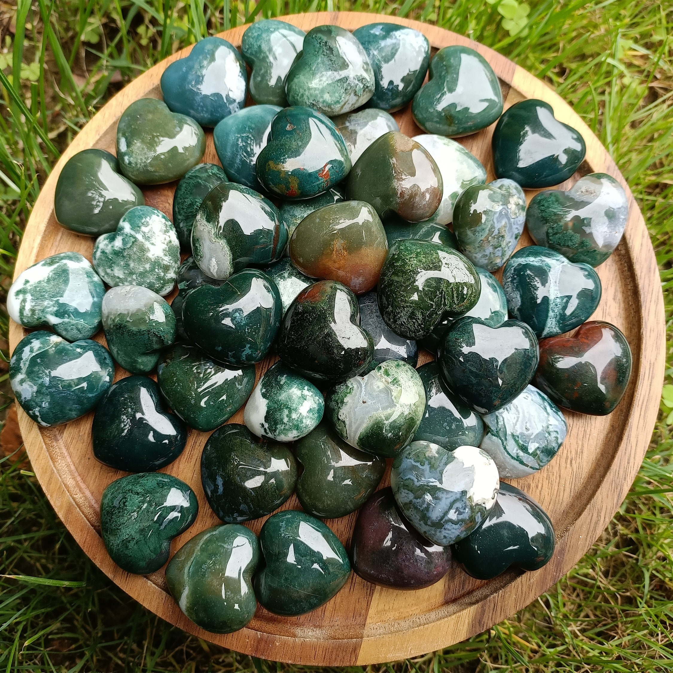Puffy Moss Agate Heart 30mm Puffy Moss Agate Heart 30mm