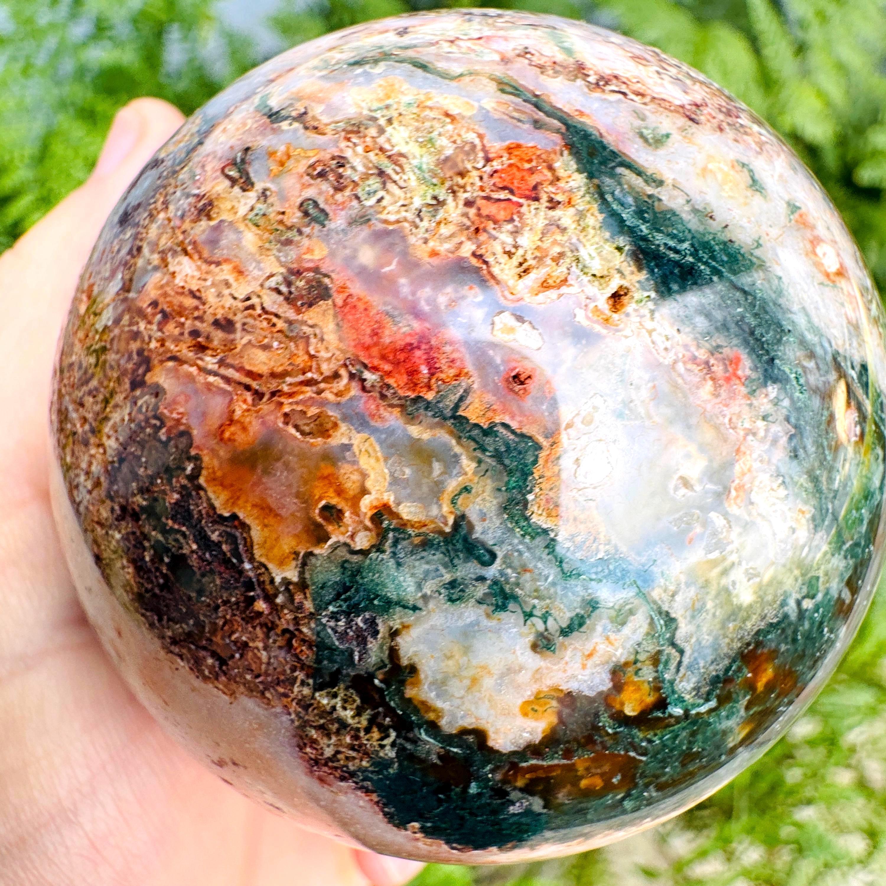 Rare Pink Moss Agate Sphere , Crystal (75mm Approx.)