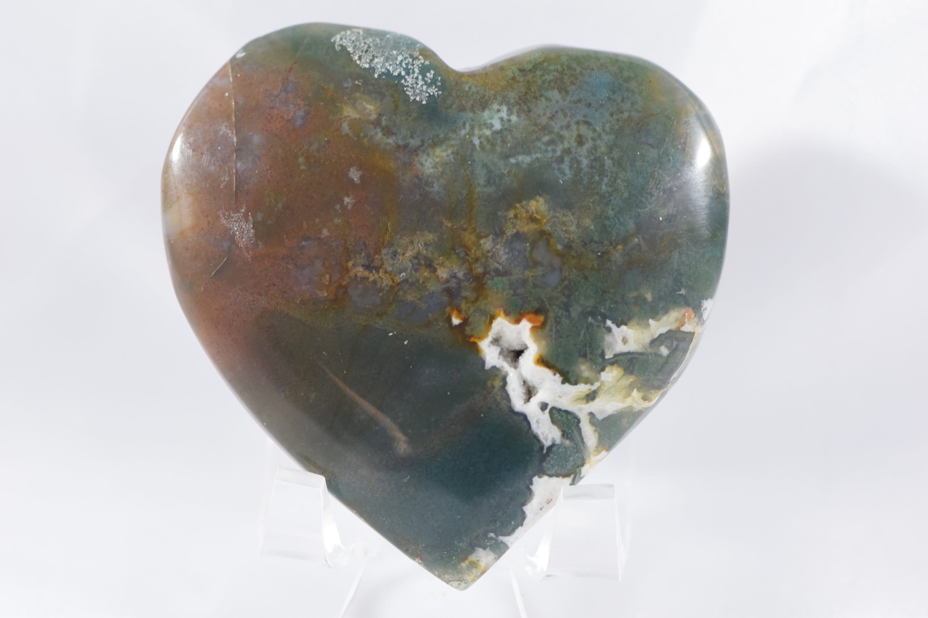Red & Green Moss Agate Heart