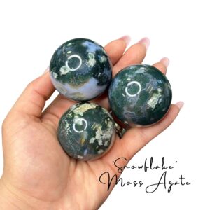 Snowflake" Moss Agate Sphere - 1.8" Diameter - Natural Moss Agate Sphere
