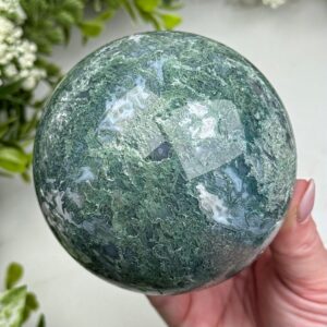 Moss Agate Sphere | 85mm | - #3 (polished Green Crystal Ball, Heart Chakra, Healing Stone)