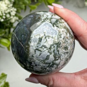 Moss Agate Sphere | 63mm | - #9 (polished Green Crystal Ball, Heart Chakra, Healing Stone)