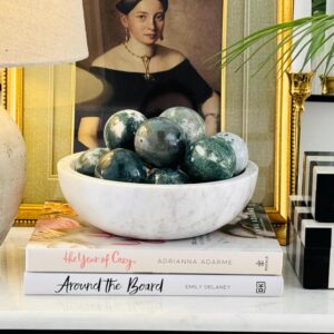 Moss Agate Sphere: Natural Crystal Ball, Calming Home Decor