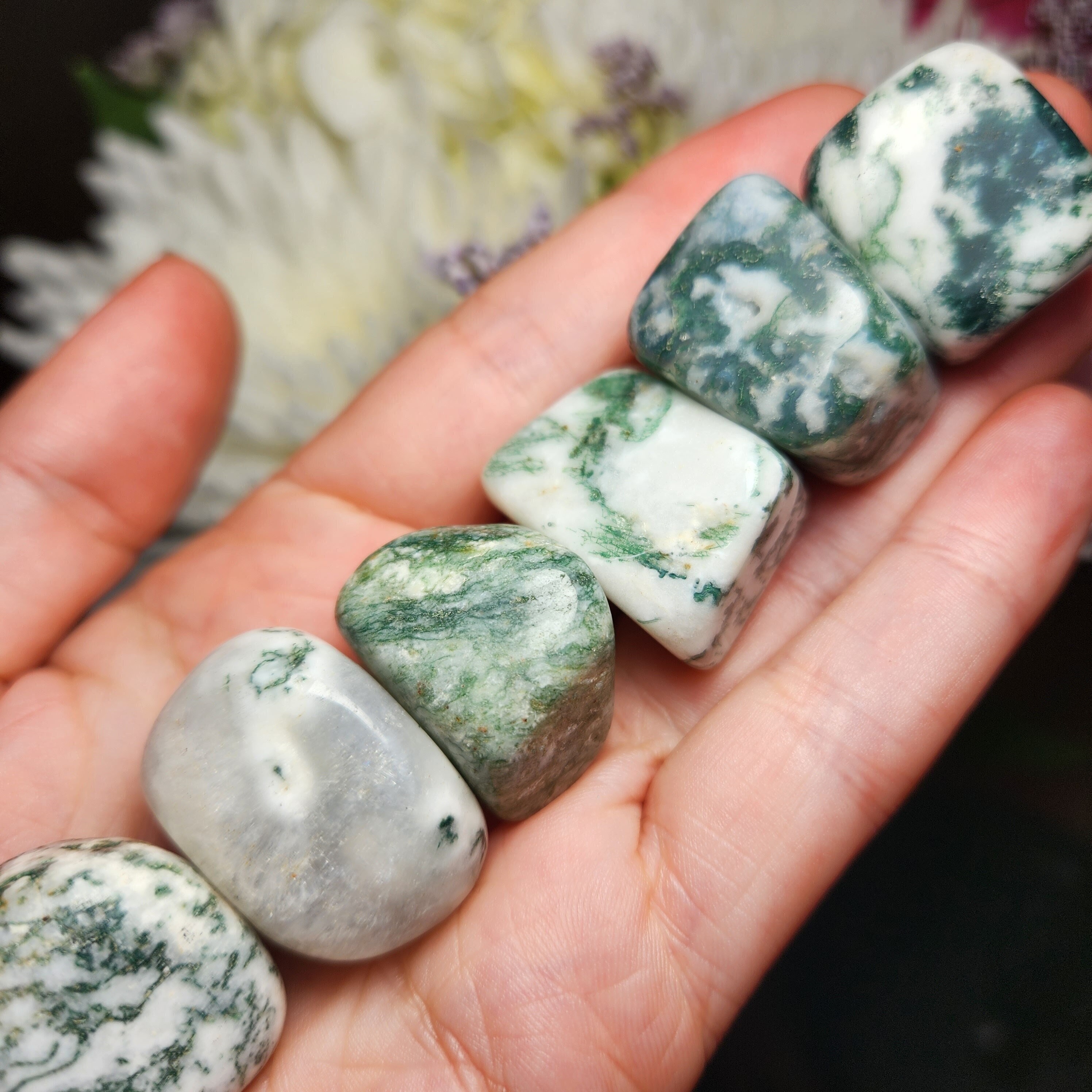 Moss Agate Crystal - Tumbled Moss Agate - Polished Moss Agate Stone - Mocha Stone - Moss Agate Stone - Natural Moss Agate - Tumbled Stones