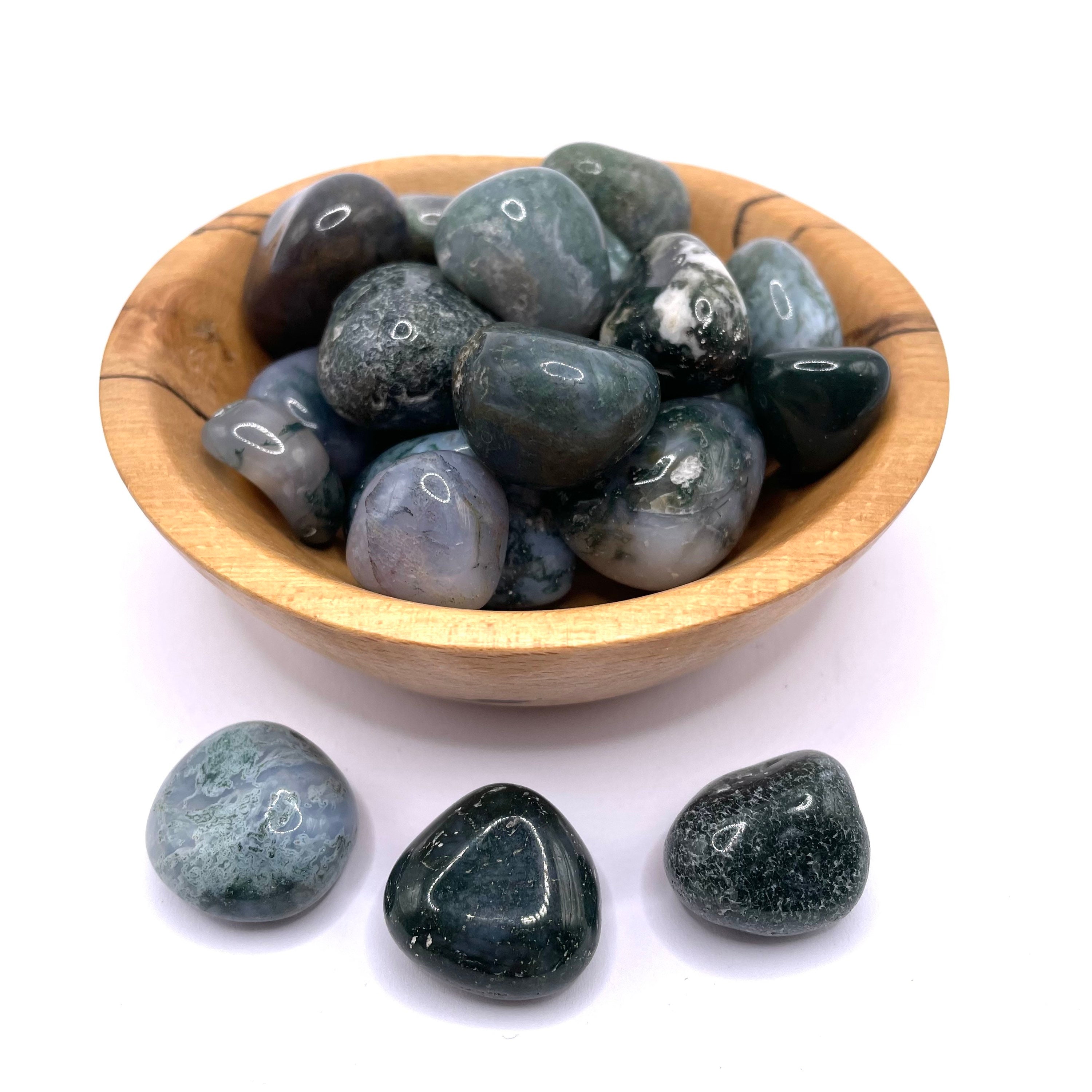 Moss Agate Green Tumbled Stone 15-25mm Moss Agate Green Tumbled Stone 15-25mm