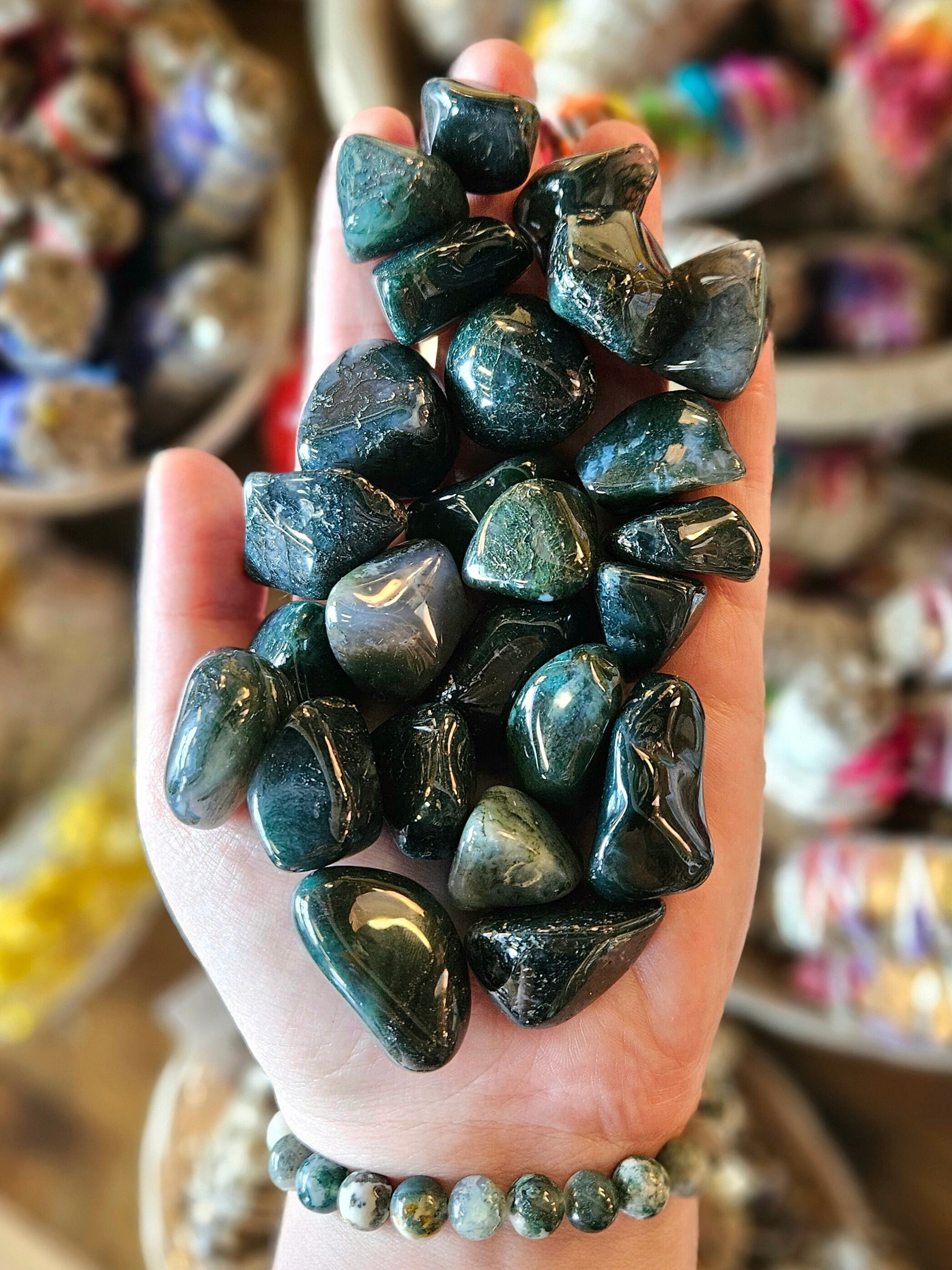 Green Moss Agate Tumbled Stone, One, Rock Hound, Crystal Healing, Earth Stone, Metaphysical Crystals, Reiki, Tumbled Stones, Green Stones Green Moss Agate Tumbled Stone, One, Rock Hound, Crystal Healing, Earth Stone, Metaphysical Crystals, Reiki, Tumbled Stones, Green Stones