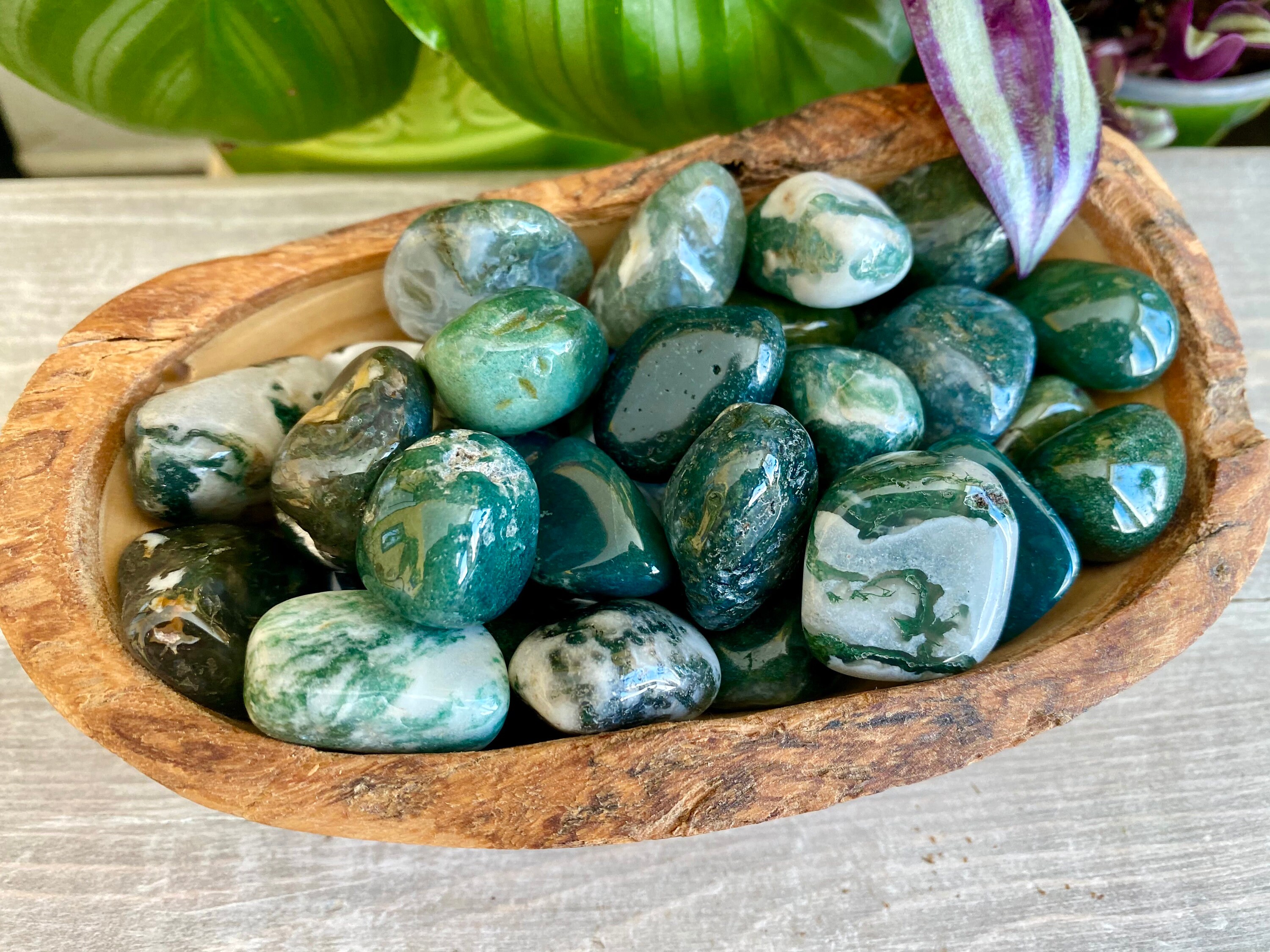 Green Moss Agate Tumbled Stone | Natural Gemstone Crystal Green Moss Agate Tumbled Stone | Natural Gemstone Crystal