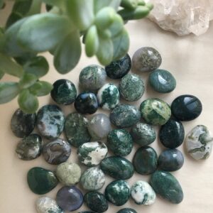 Polished Moss Agate Tumbled Stone, Crystal Healing